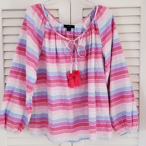 J.Crew Rainbow Stripe Peasant Top